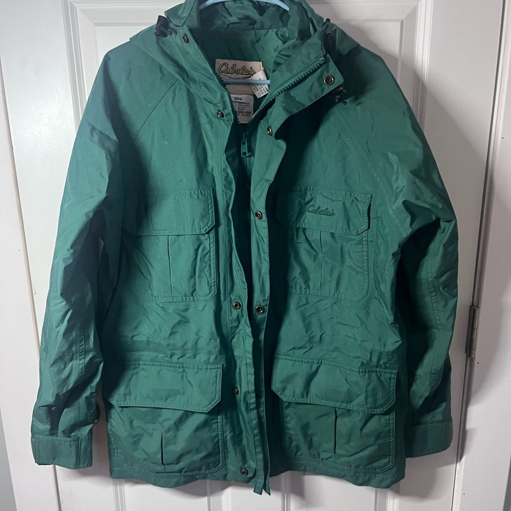 90's Cabela's Forest Green Gore-Tex Rain Jacket and Pants